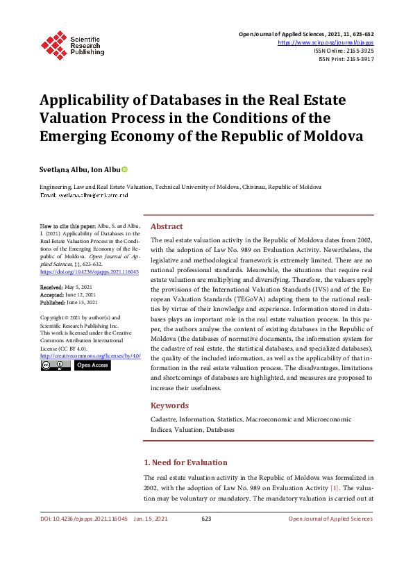 (PDF) Applicability of Databases in the Real Estate Valuation Process ...