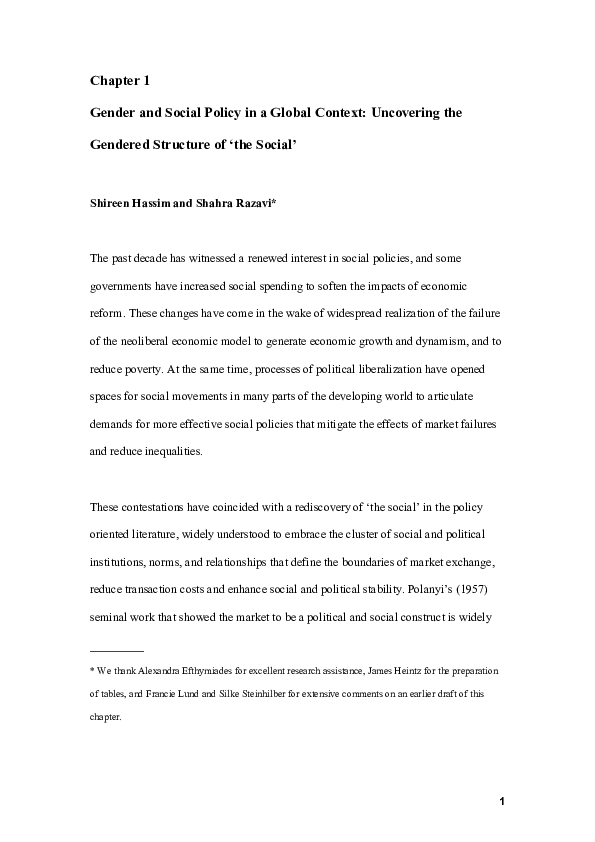 (PDF) Gender and Social Policy in a Global Context: Uncovering the ...