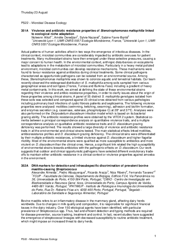 (PDF) PS22 – Microbial Disease Ecology 351A Virulence and antibiotic