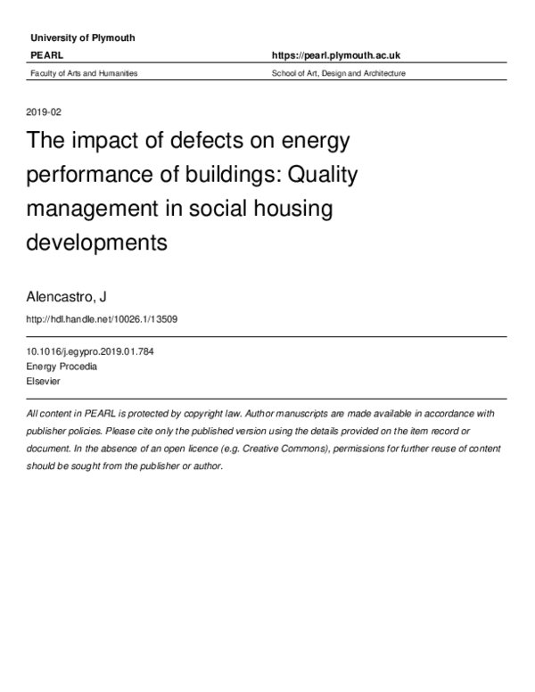(PDF) The impact of defects on energy performance of buildings: Quality ...