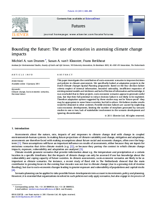 (PDF) Bounding the future: The use of scenarios in assessing climate ...