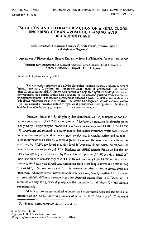 (PDF) Isolation and characterization of a cDNA clone encoding human ...