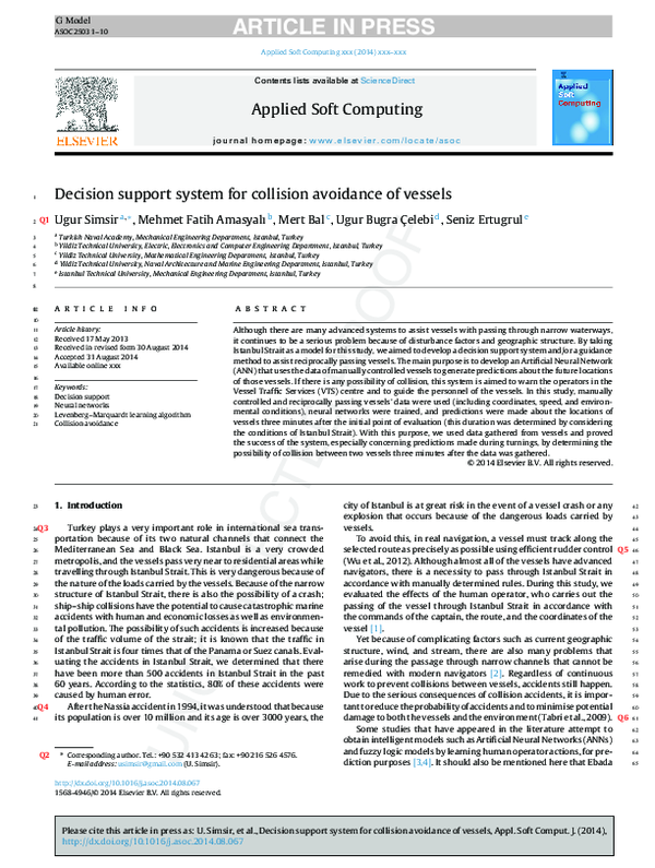 (PDF) Decision support system for collision avoidance of vessels