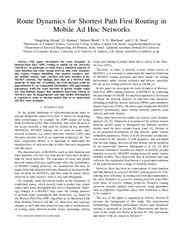 (PDF) Route dynamics for Shortest Path First routing in mobile ad hoc ...