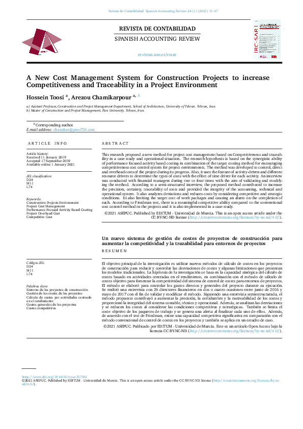 (PDF) A New Cost Management System for Construction Projects to ...