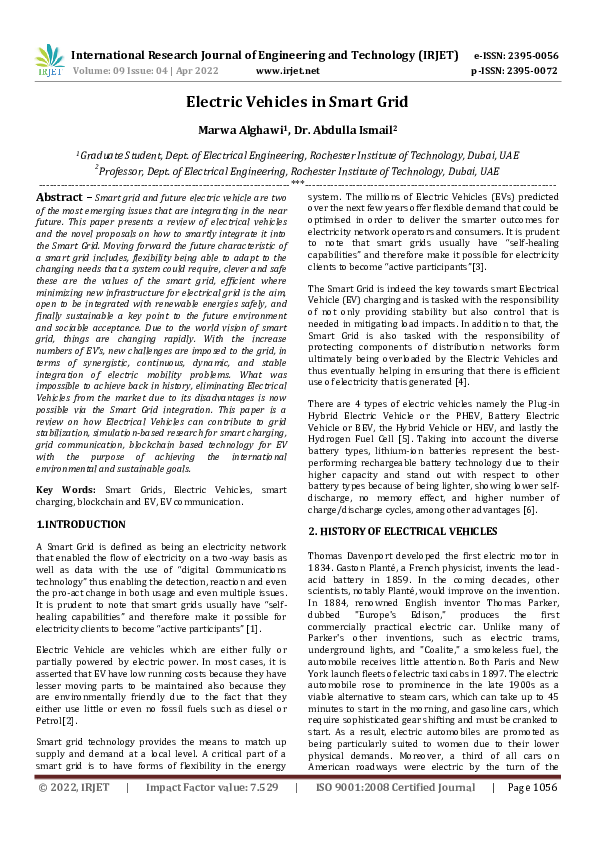 (PDF) Electric Vehicles in Smart Grid