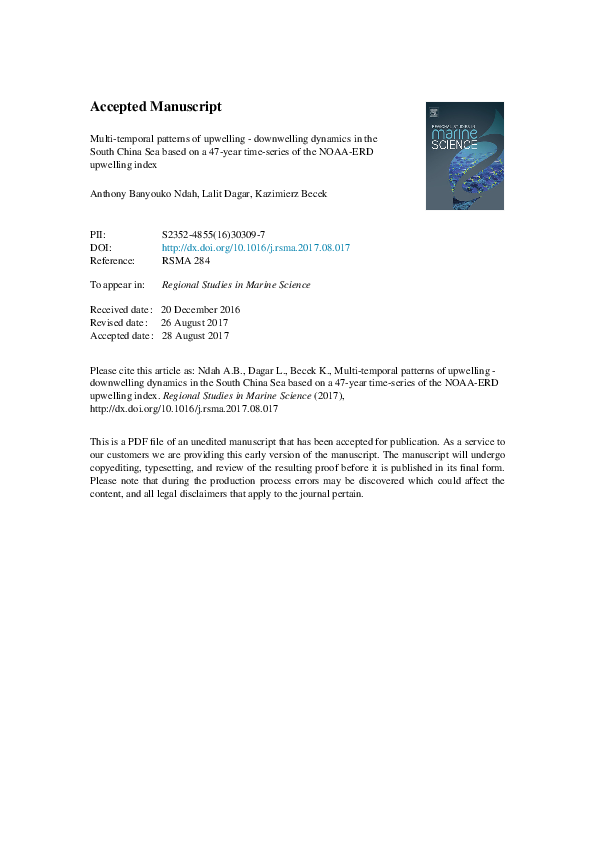 (PDF) Multi-temporal patterns of upwelling–downwelling dynamics in the ...