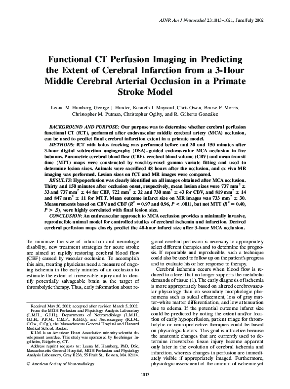 (PDF) Functional CT perfusion imaging in predicting the extent of ...
