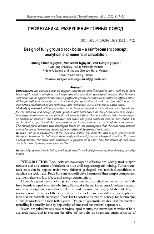 (PDF) Design of fully grouted rock bolts – a reinforcement concept ...