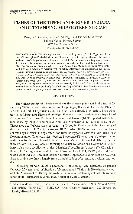 (PDF) Fishes of the Tippecanoe River, Indiana: an outstanding ...