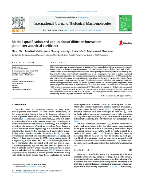 (PDF) Method qualification and application of diffusion interaction ...