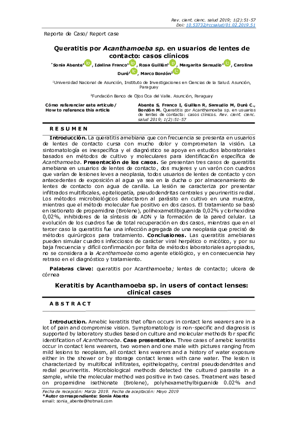 (PDF) Queratitis por Acanthamoeba sp. en usuarios de lentes de contacto ...
