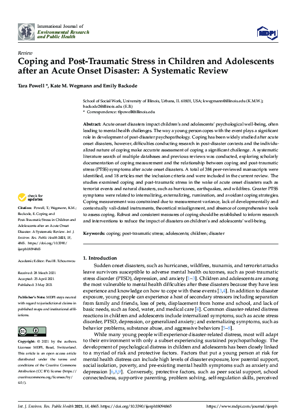(PDF) Coping and Post-Traumatic Stress in Children and Adolescents ...