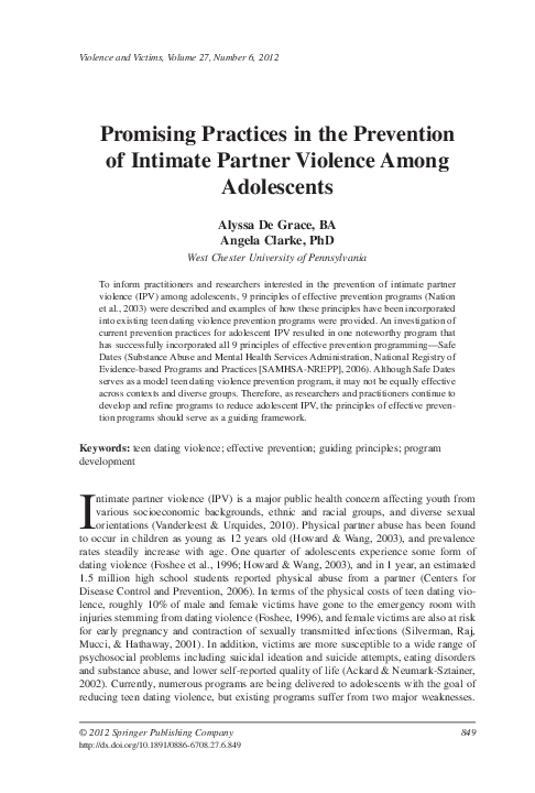 (PDF) Promising Practices in the Prevention of Intimate Partner ...