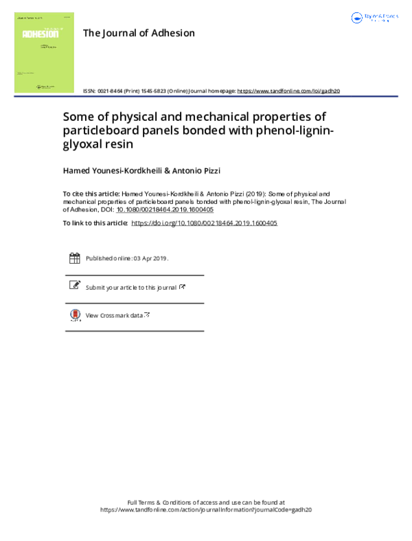 (PDF) Some of Physical and Mechanical Properties of Particleboard ...