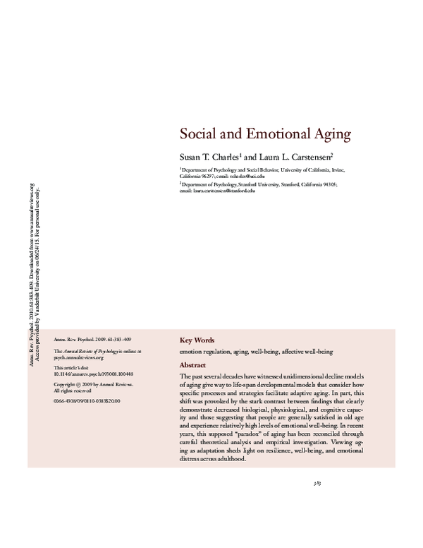 (PDF) Social and Emotional Aging