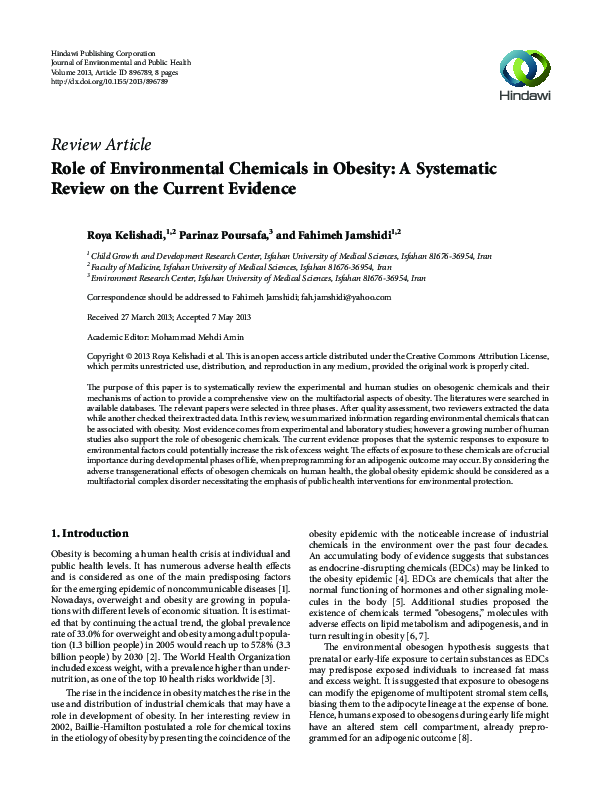 (PDF) Role of Environmental Chemicals in Obesity: A Systematic Review ...