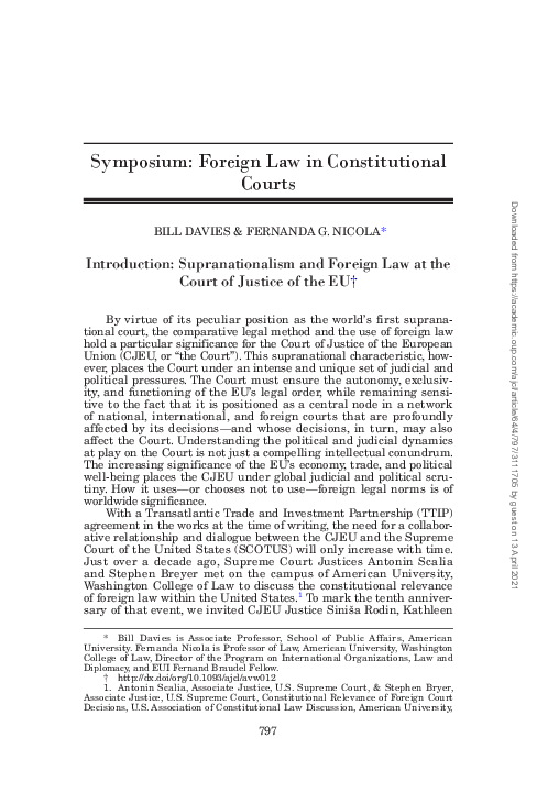 (PDF) Introduction: Supranationalism and Foreign Law at the Court of ...