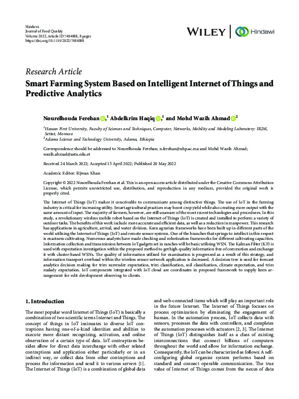 (PDF) Smart Farming System Based on Intelligent Internet of Things and ...
