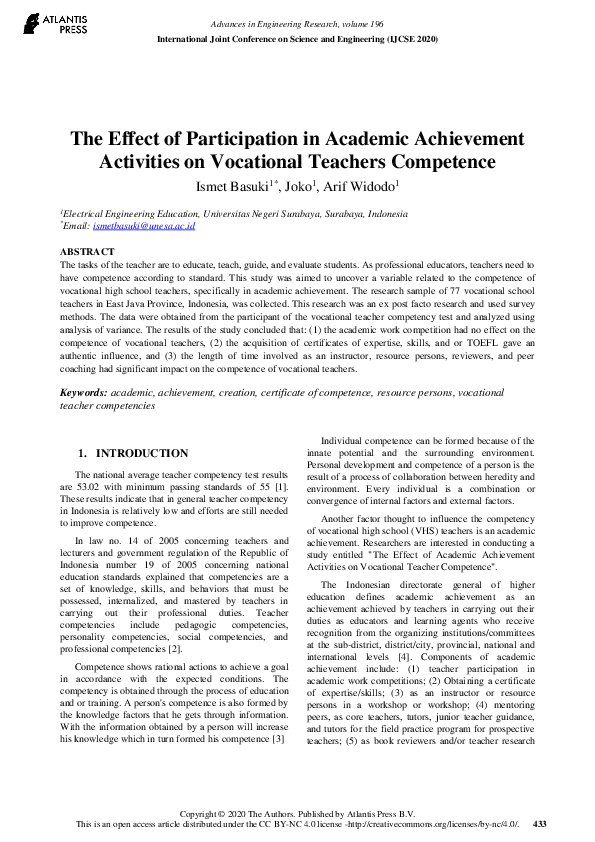 (PDF) The Effect of Participation in Academic Achievement Activities on ...