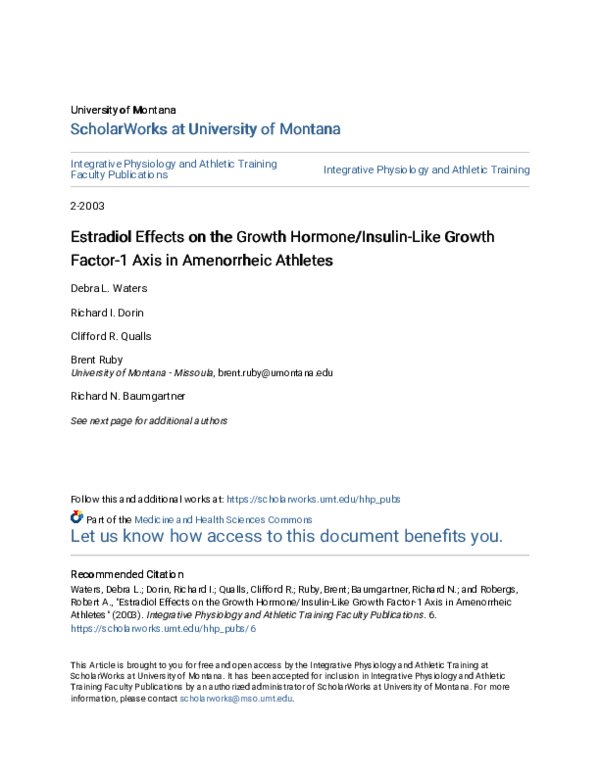 (PDF) Estradiol Effects on the Growth Hormone/Insulin-Like Growth ...