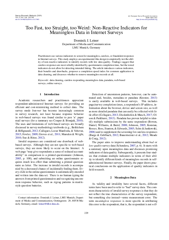 (PDF) Too Fast, too Straight, too Weird NonReactive Indicators for