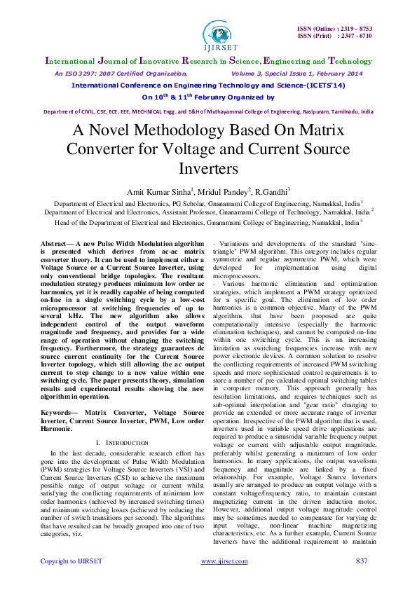 (PDF) A Novel Methodology Based On Matrix Converter for Voltage and ...