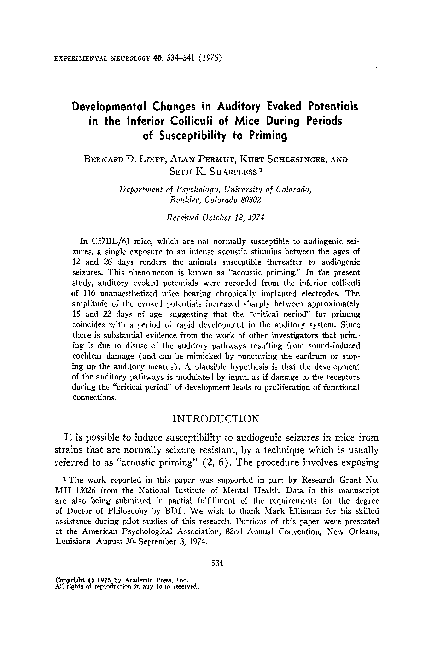 Developmental changes in auditory evoked potentials in the inferior ...