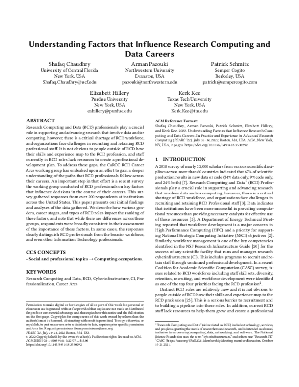 (PDF) Understanding Factors that Influence Research Computing and Data ...