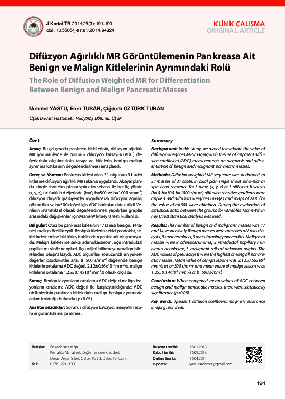 (PDF) The Role of Diffusion Weighted MR for Differentiation Between ...