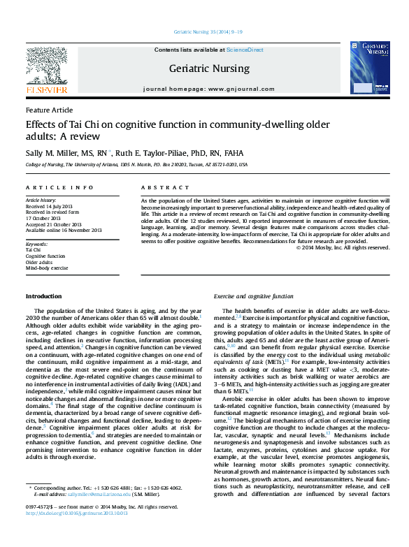 (PDF) Effects of Tai Chi on cognitive function in community-dwelling ...