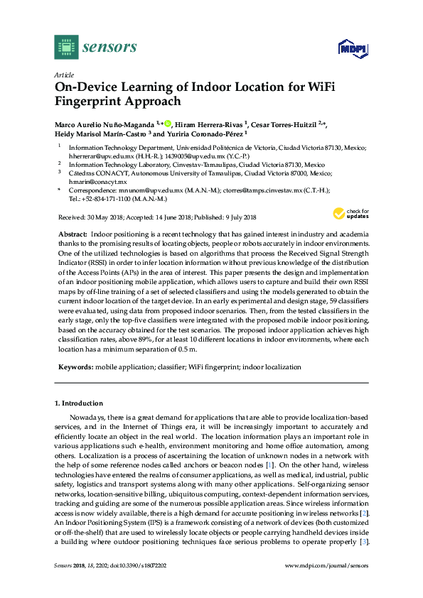 (PDF) On-Device Learning of Indoor Location for WiFi Fingerprint Approach