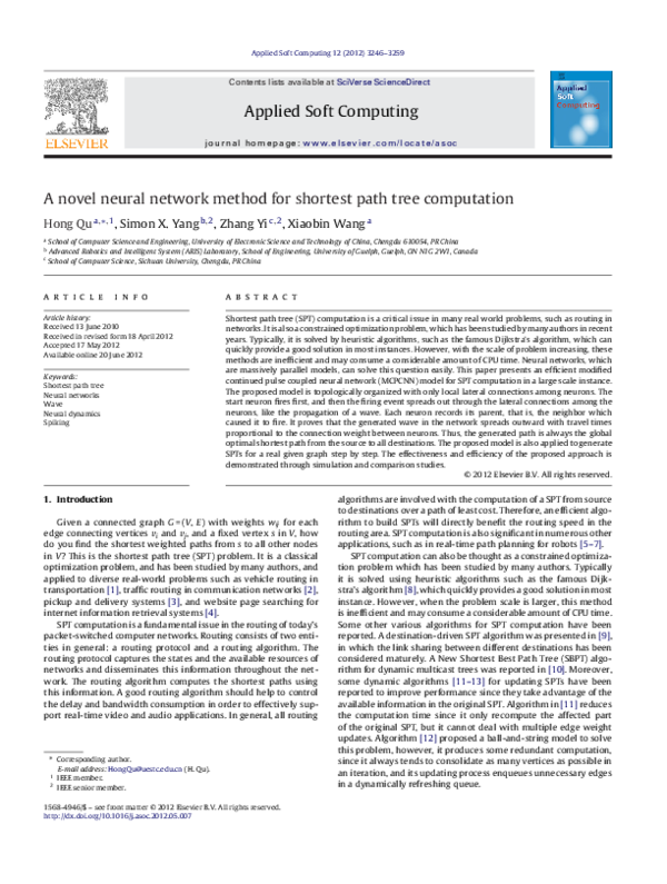 (PDF) A novel neural network method for shortest path tree computation