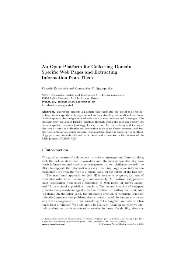 (PDF) An Open Platform for Collecting Domain Specific Web Pages and ...