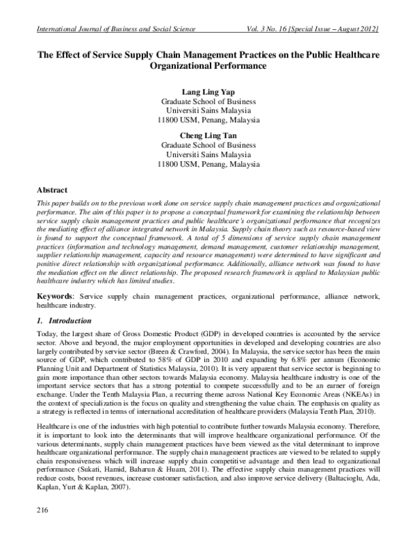 (PDF) The Effect of Service Supply Chain Management Practices on the ...