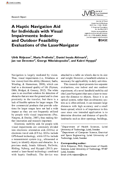 (PDF) A Haptic Navigation Aid for Individuals with Visual Impairments ...