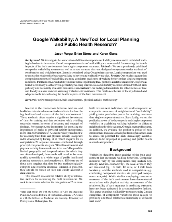 (PDF) Google Walkability: A New Tool for Local Planning and Public ...