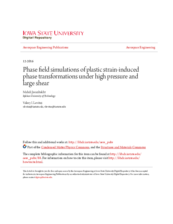 (PDF) Phase field simulations of plastic strain-induced phase ...