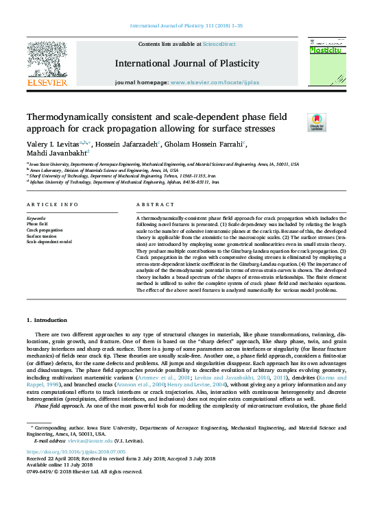 (PDF) Thermodynamically consistent and scale-dependent phase field ...