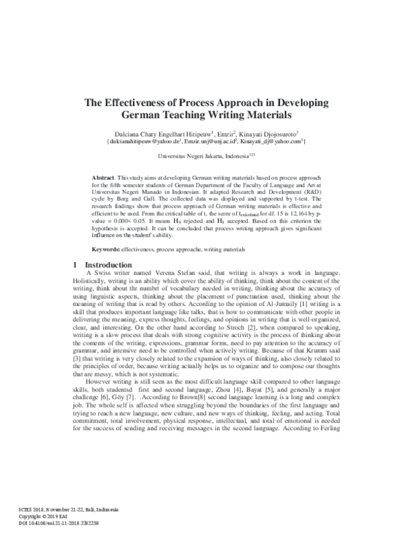 (PDF) The Effectiveness of Process Approach in Developing German ...