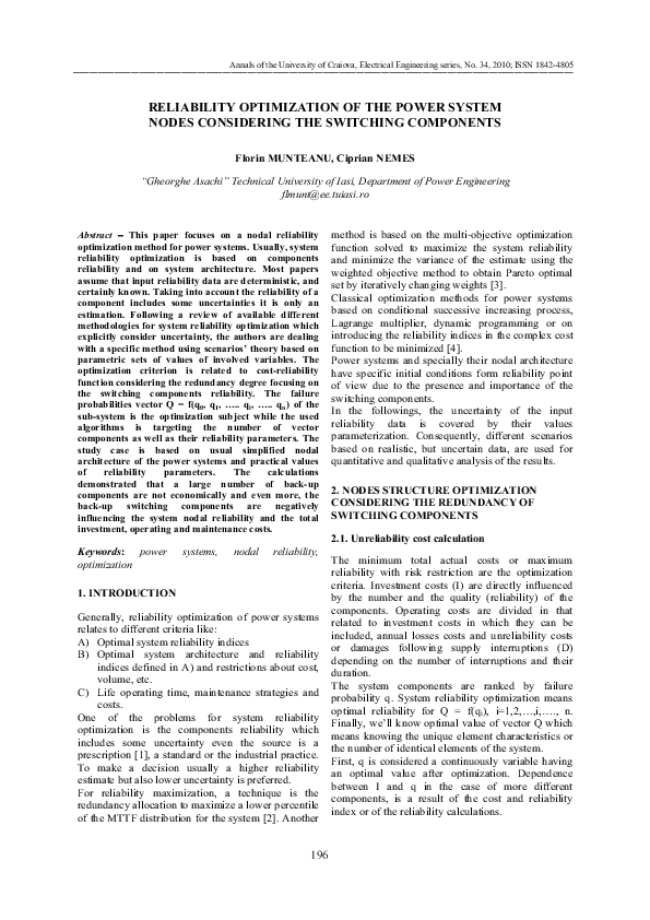 (PDF) Reliability Optimization of the Power System Nodes Considering ...