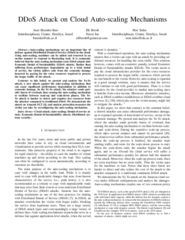 (PDF) DDoS attack on cloud auto-scaling mechanisms