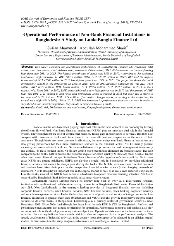 Non Bank Financial Institutions In Bangladesh