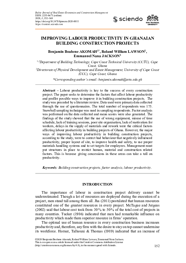 (PDF) Improving Labour Productivity in Ghanaian Building Construction ...
