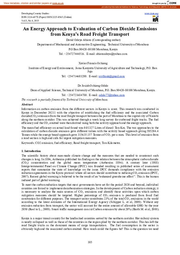 (PDF) An Energy Approach to Evaluation of Carbon Dioxide Emissions from ...