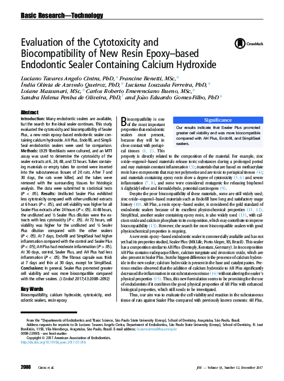 (PDF) Evaluation of the Cytotoxicity and Biocompatibility of New Resin ...