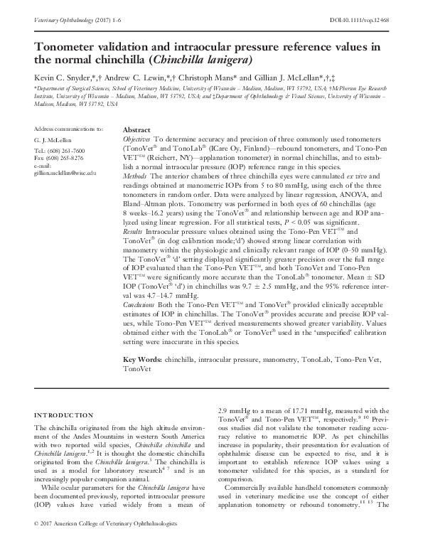 (PDF) Tonometer validation and intraocular pressure reference values in ...