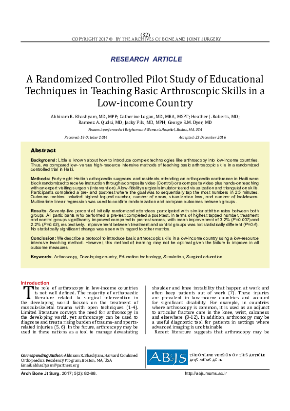 (PDF) A Randomized Controlled Pilot Study of Educational Techniques in ...