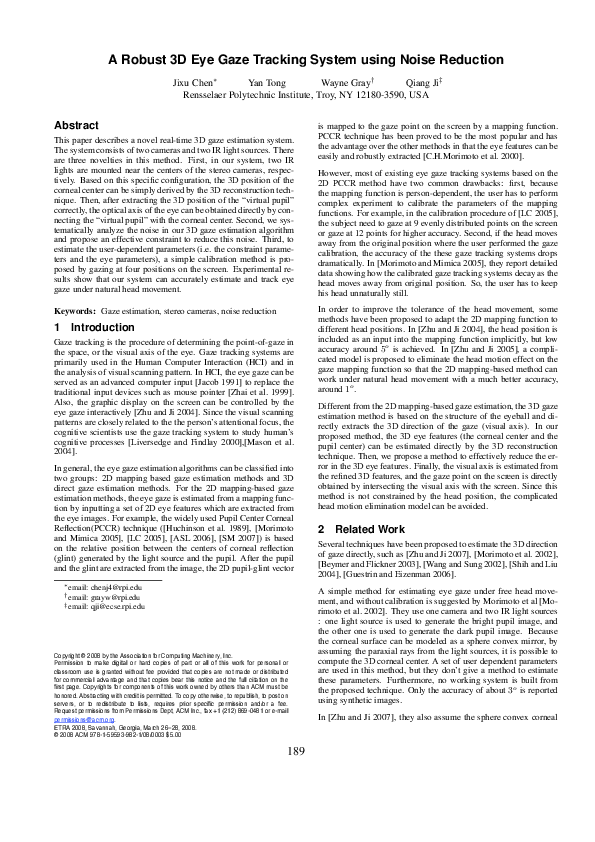 (PDF) A robust 3D eye gaze tracking system using noise reduction