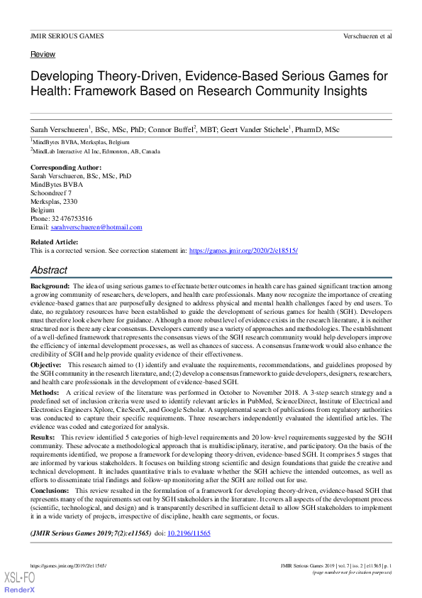 (PDF) Developing Theory-Driven, Evidence-Based Serious Games for Health ...